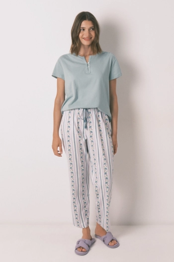 Бавовняна футболка з вишивкою та ґудзиками