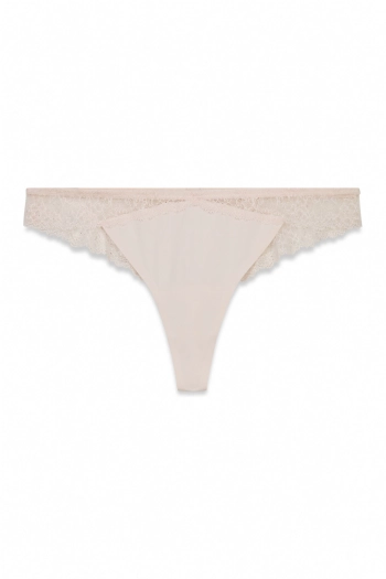 Трусики-танга з мікрофібри та мережива, рожеві