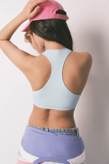 Голубой спортивный бесшовный бюстгальтер