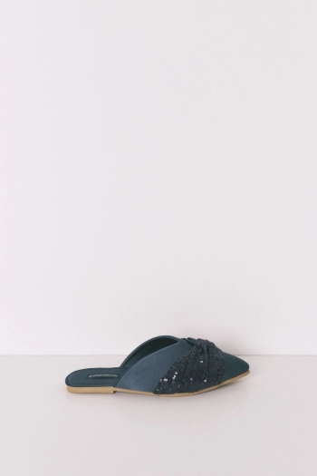 Домашние тапочки атласные синие