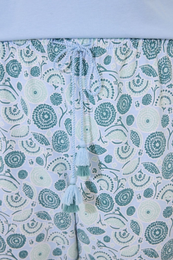 Короткая пижама из хлопка синего цвета