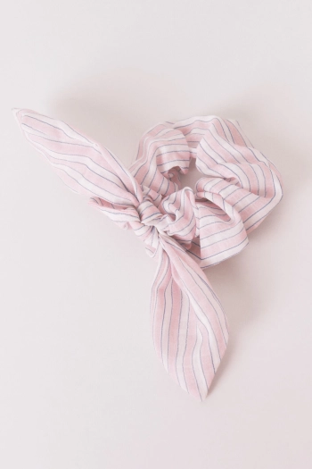 Розовая резинка в полоску с бантом