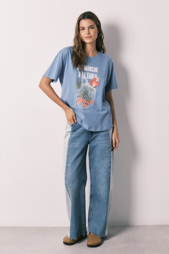 Синя футболка з коротким рукавом зі 100% бавовни