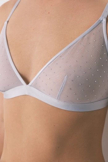 NATURAL Бюстгальтер треугольный голубой со стразами