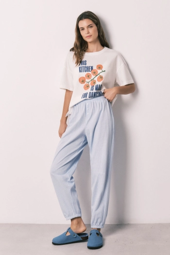 Штани carrot зі 100% бавовни з смужками