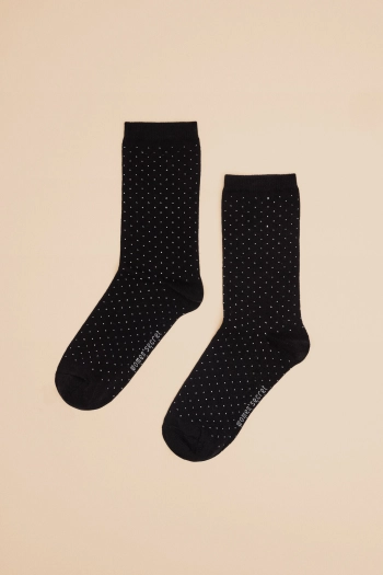 Черные длинные хлопковые носки в горошек