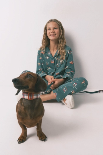 Детская хлопковая пижама с принтом в виде собак