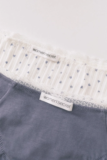 Набір із 2 класичних бавовняних трусиків, блакитні та з білим принтом