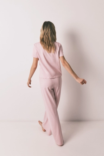 Длинная пижама из хлопка с принтом мини-цветов