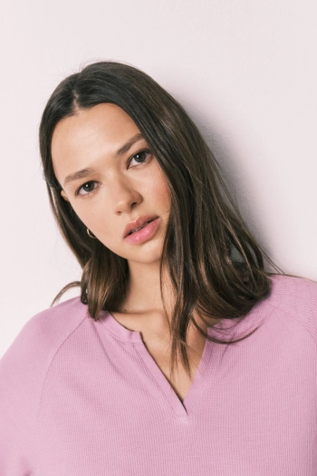 Короткая пижама с вафельной фактурой розовая