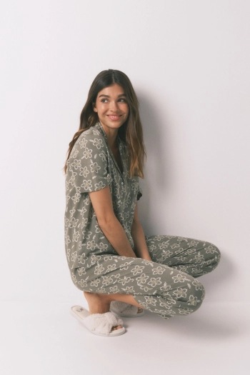 Вискозная пижама с цветочным принтом