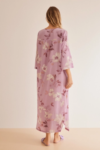 Платье-кафтан с цветочным принтом