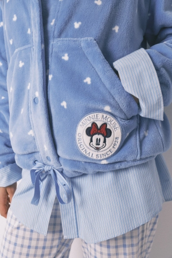 Короткий флісовий халат з принтом Mickey