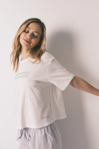 Довга бавовняна піжама з принтом у смужку