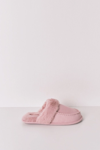 Домашние тапочки-мокасины с искусственным мехом