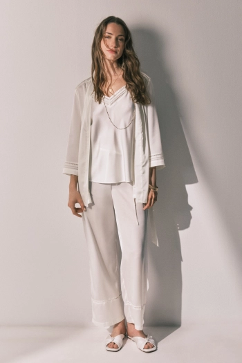 Довга піжама та халат із сатину