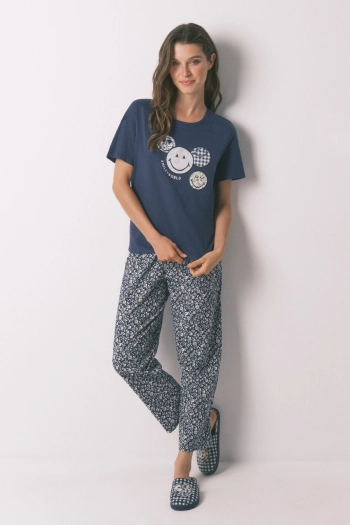 Синяя хлопковая пижама Smiley