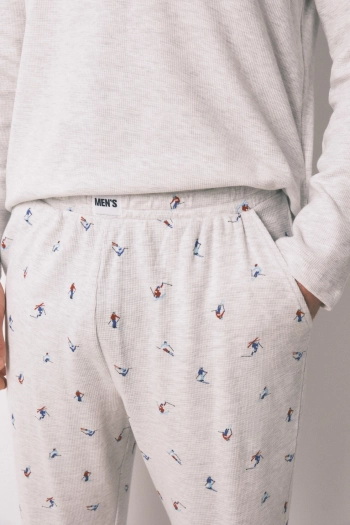 Довга чоловіча піжама бавовняна сіра