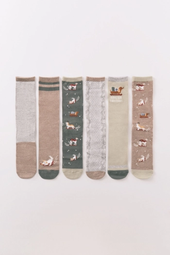 Набор из 6 пар длинных хлопковых носков