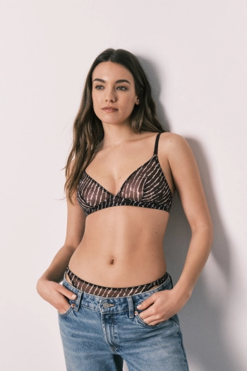 NATURAL Треугольный бюстгальтер из тюля с анималистическим принтом