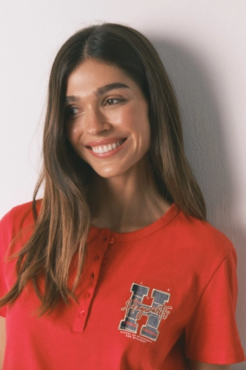 Бавовняна піжама з картатими штанами та принтом "Hogwarts"