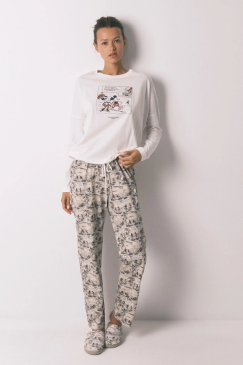 Довга піжама Mickey Mouse білого кольору з бавовни