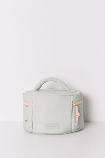 Средняя зелёная косметичка с принтом маленьких собачек