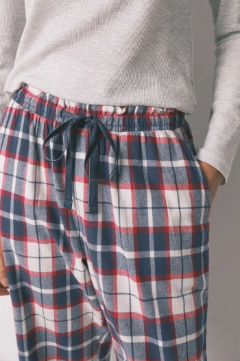 Длинные прямые брюки из 100% хлопковой фланели