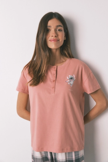 Женская хлопковая пижама Stitch в клетку