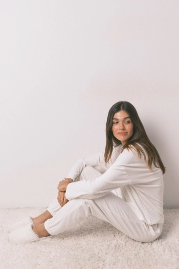 Длинная флисовая пижама с полосатым принтом с люрексом