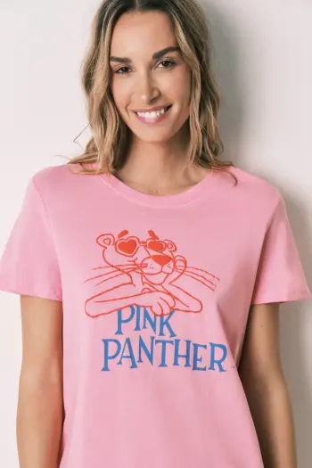 Розовая хлопковая ночная сорочка Pink Panther