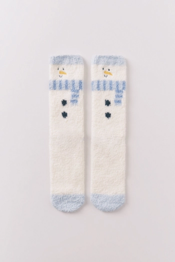 Довгі пухнасті шкарпетки Сніговик