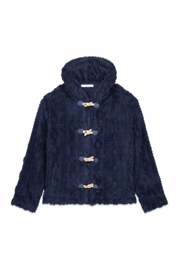 Короткий халат із супер-м'якого флісу з капюшоном