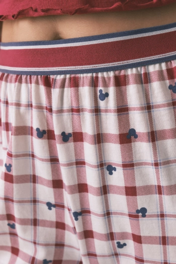 Длинная красная хлопковая пижама Mickey