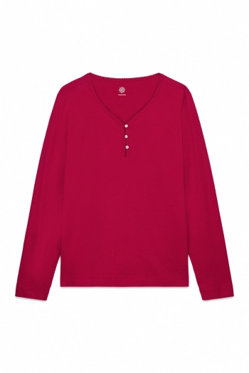 Красная футболка с длинными рукавами из 100% хлопка