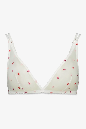 FANTASTIC Бюстгальтер трикутної форми типу халтер з тюлю білого кольору