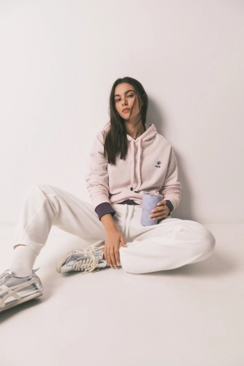 Свитшот с капюшоном из хлопкового флиса, розовый