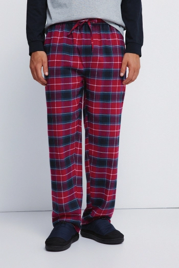 Довга піжама з штанами в клітинку