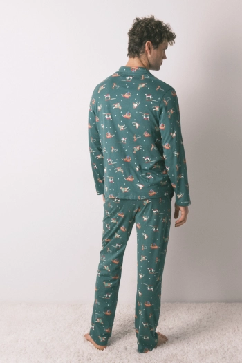 Мужская хлопковая пижама с принтом в виде собак
