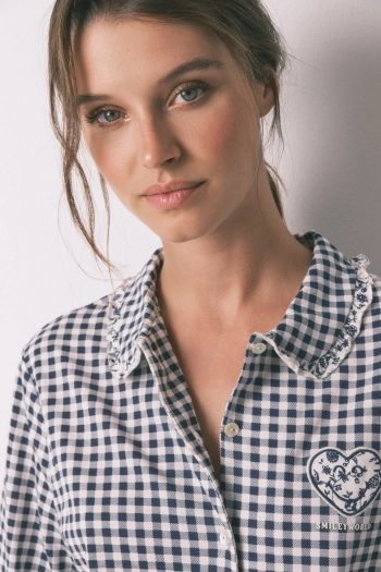 Довга піжама з бавовни в клітинку