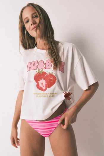 Трусики бикини бразилиана в розовую полоску