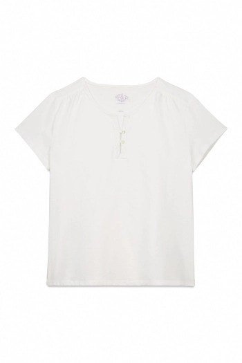 Бавовняна футболка з вишивкою та ґудзиками