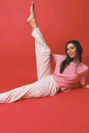 Длинная хлопковая  пижама с принтом