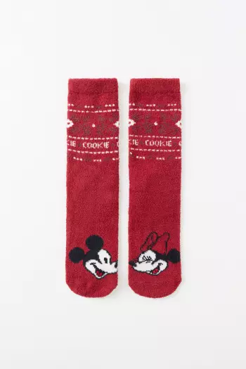 Красные трикотажные носки Mickey and Minnie