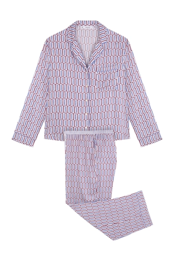 Довга піжама із сатину з геометричним принтом