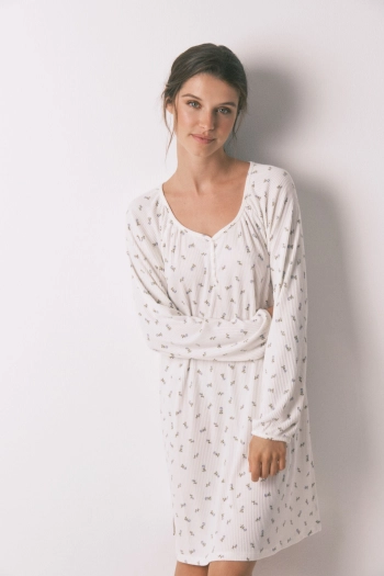 Хлопковая ночная сорочка миди с цветочным принтом