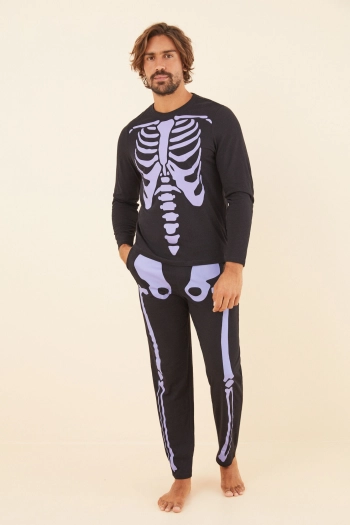 Чорна піжама Skeleton зі 100% бавовни