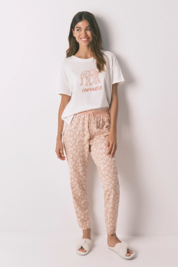 Бавовняні штани з квітковим принтом