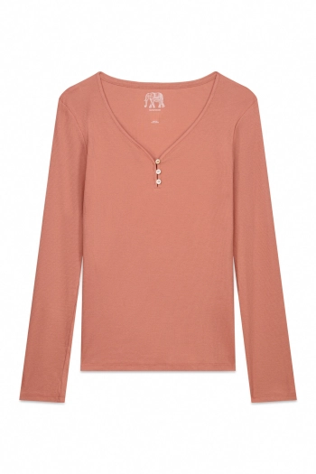 Оранжевая хлопковая футболка с длинными рукавами