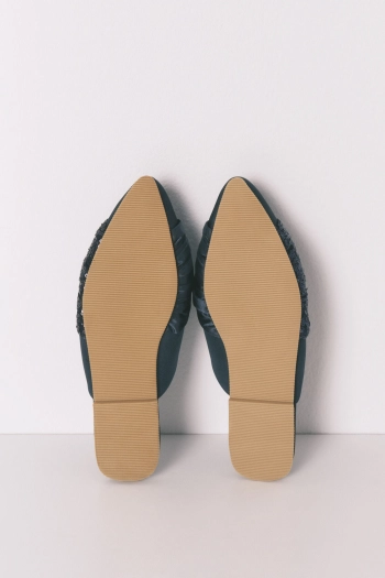 Домашние тапочки атласные синие